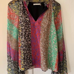 ALICE & OLIVIA Silky Prija Keyhole Blouse S/P